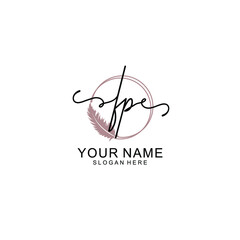 Initial FP beauty monogram and elegant logo design  handwriting logo of initial signature