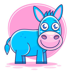 Fototapeta na wymiar donkey cute illustration, donkey cartoon, donkey vector, donkey