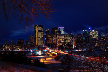 City Skyline Glowing At Night