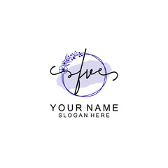 Initial FV beauty monogram and elegant logo design  handwriting logo of initial signature