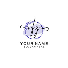 Initial FZ beauty monogram and elegant logo design  handwriting logo of initial signature