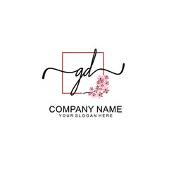 Initial GD beauty monogram and elegant logo design  handwriting logo of initial signature