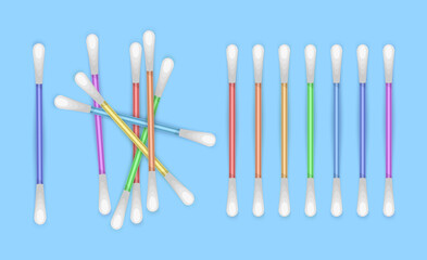 Cotton swabs are clean. Hygiene of the ears, illustration in cartoon Style