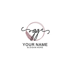 Initial GG beauty monogram and elegant logo design  handwriting logo of initial signature