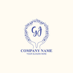 GJ initial hand drawn wedding monogram logos