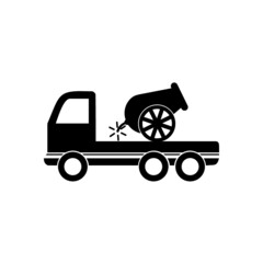 Cannon truck icon isolated on white background 