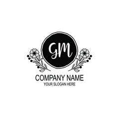GM initial hand drawn wedding monogram logos