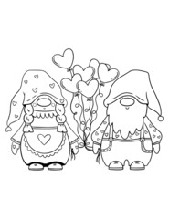 Valentine's Day coloring pages  with gnome