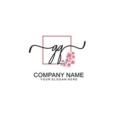 Initial GQ beauty monogram and elegant logo design  handwriting logo of initial signature