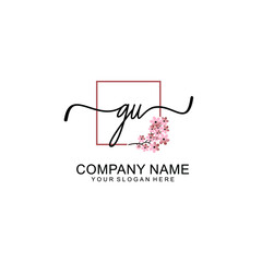 Initial GU beauty monogram and elegant logo design  handwriting logo of initial signature