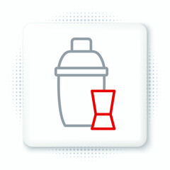 Line Cocktail shaker with cocktail glass icon isolated on white background. Colorful outline concept. Vector