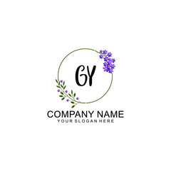 GY Initial handwriting logo vector. Hand lettering for designs