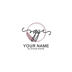 Initial GY beauty monogram and elegant logo design  handwriting logo of initial signature