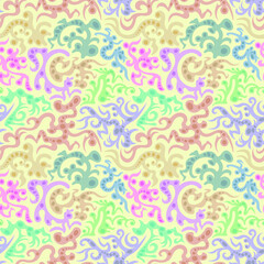 Naklejka na ściany i meble Vector seamless pattern. An ornament of stylized fantastic creatures. Design print for textile, fabric, wallpaper, background.