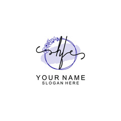 Initial HF beauty monogram and elegant logo design  handwriting logo of initial signature