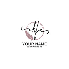 Initial HF beauty monogram and elegant logo design  handwriting logo of initial signature