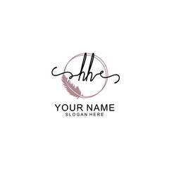 Initial HH beauty monogram and elegant logo design  handwriting logo of initial signature