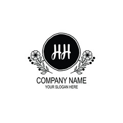 HH initial hand drawn wedding monogram logos