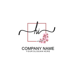 Initial HI beauty monogram and elegant logo design  handwriting logo of initial signature