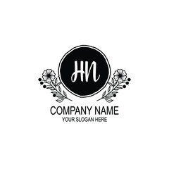 HN initial hand drawn wedding monogram logos