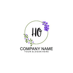 HO Initial handwriting logo vector. Hand lettering for designs