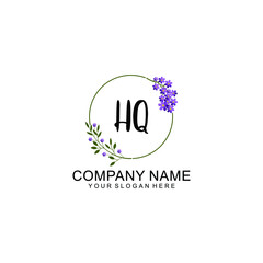 HQ Initial handwriting logo vector. Hand lettering for designs