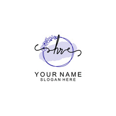 Initial HR beauty monogram and elegant logo design  handwriting logo of initial signature
