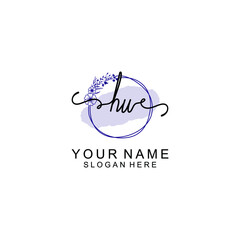 Initial HU beauty monogram and elegant logo design  handwriting logo of initial signature