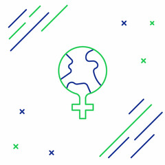 Line Feminism in the world icon isolated on white background. Fight for freedom, independence, equality. Colorful outline concept. Vector