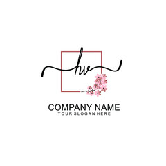 Initial HV beauty monogram and elegant logo design  handwriting logo of initial signature