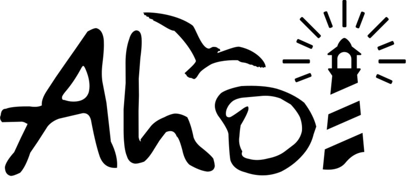 Ahoi Spruch mit Leuchtturm und M&ouml;we SVG