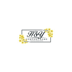 HY Initial handwriting logo vector. Hand lettering for designs
