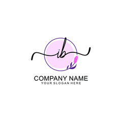 Initial IB beauty monogram and elegant logo design  handwriting logo of initial signature