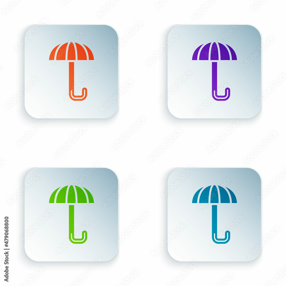 Sticker color classic elegant opened umbrella icon isolated on white background. rain protection symbol. set