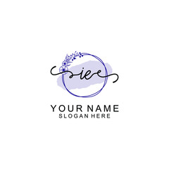 Initial IE beauty monogram and elegant logo design  handwriting logo of initial signature