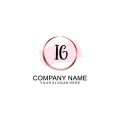 IG Initial handwriting logo vector. Hand lettering for designs