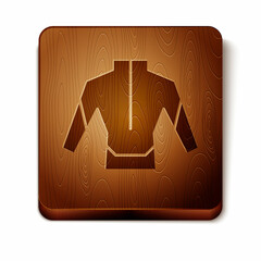 Brown Wetsuit for scuba diving icon isolated on white background. Diving underwater equipment. Wooden square button. Vector
