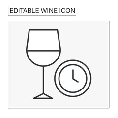 Time for wine line icon. Drink a glass of alcohol during dinner. Wine concept. Isolated vector illustration. Editable stroke