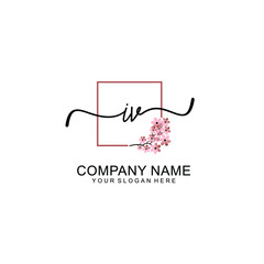 Initial IV beauty monogram and elegant logo design  handwriting logo of initial signature