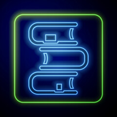 Glowing neon Book icon isolated on blue background. Vector