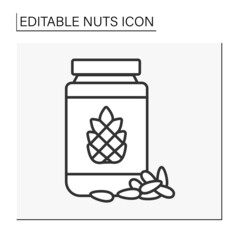  Pine nuts line icon. Dried out and roasted nuts snacks. Nuts concept. Isolated vector illustration. Editable stroke