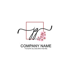 Initial JG beauty monogram and elegant logo design  handwriting logo of initial signature
