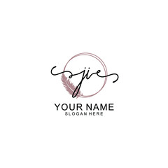 Initial JI beauty monogram and elegant logo design  handwriting logo of initial signature