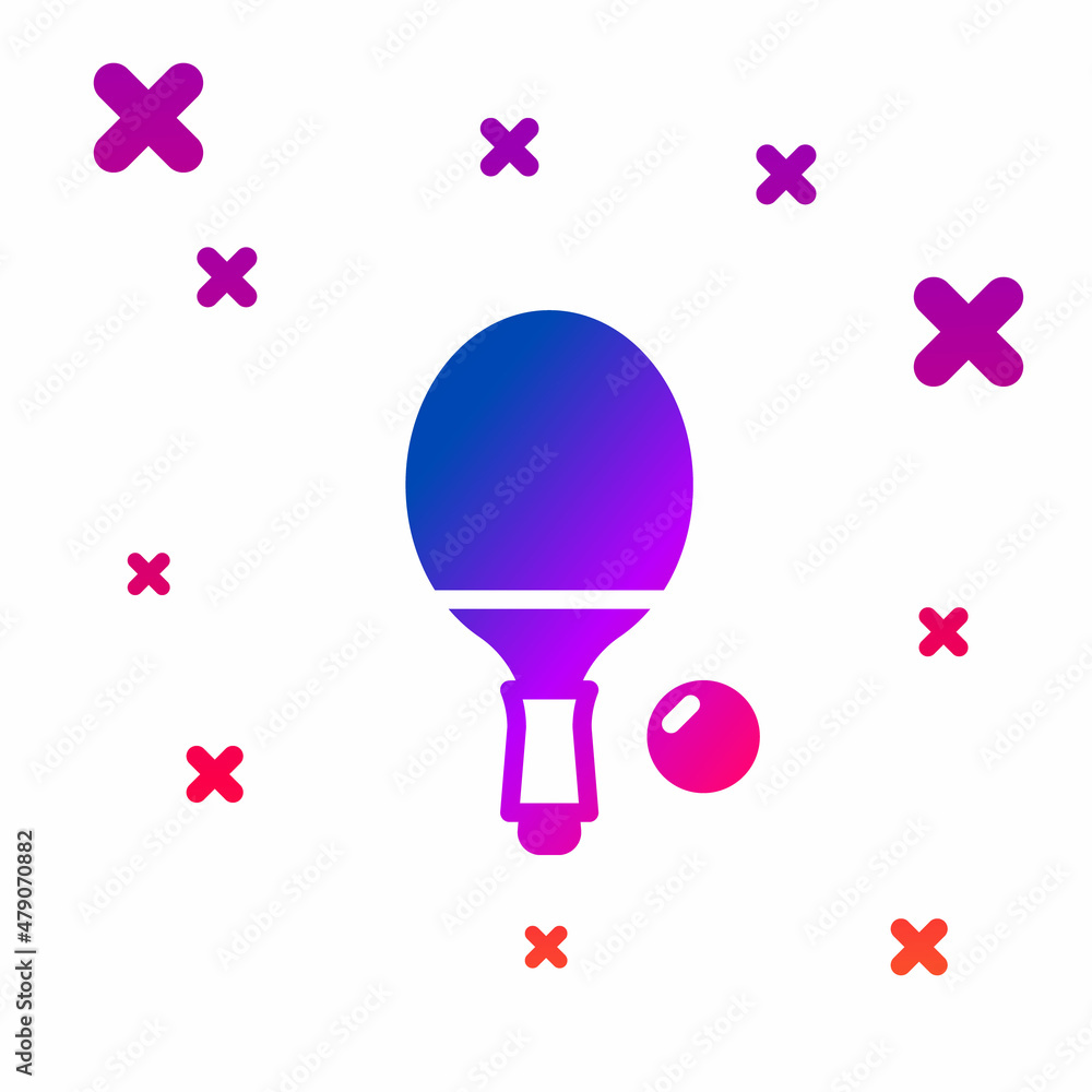 Poster color racket for playing table tennis icon isolated on white background. gradient random dynamic sha