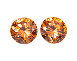 Orange round diamonds topaz stone luxury isolated on the white background