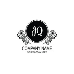 JQ initial hand drawn wedding monogram logos