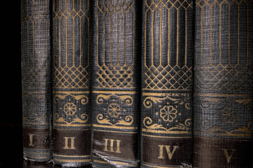 Old books with dark leather cover