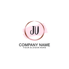 JU Initial handwriting logo vector. Hand lettering for designs