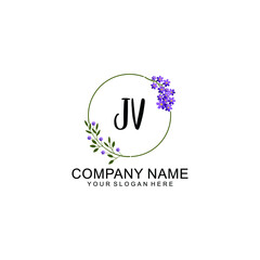 JV Initial handwriting logo vector. Hand lettering for designs