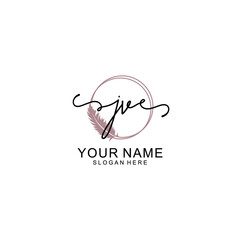 Initial JV beauty monogram and elegant logo design  handwriting logo of initial signature